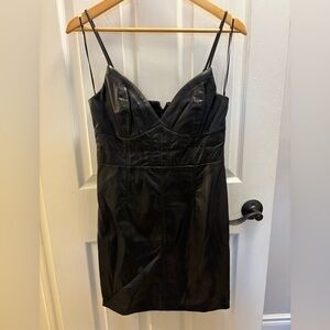 Guess Sexy Black Faux Leather Mini Dress